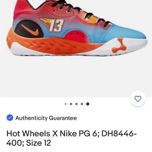 Hot Wheels X Nike PG 6; DH8446-
400; Size 12